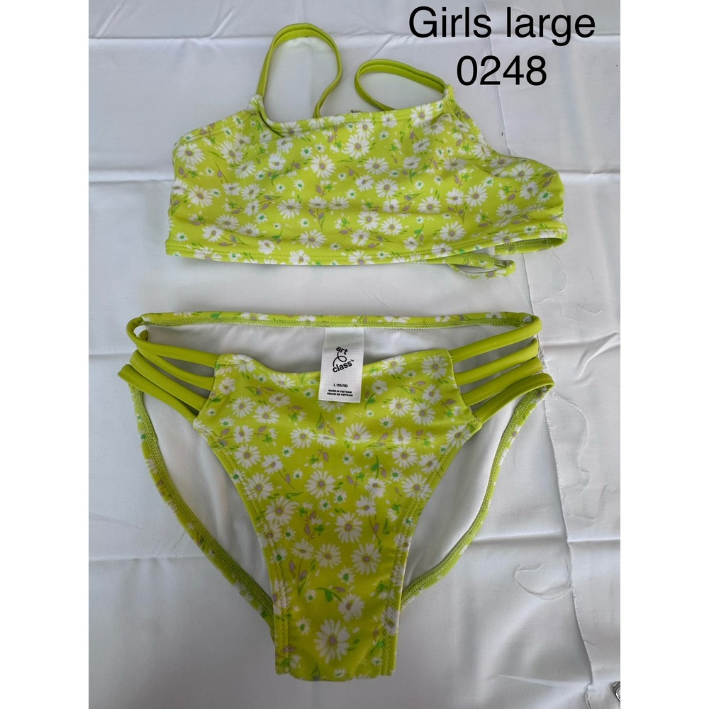 Art Class Girls Floral Bikini Two Piece Swimsuit Size Large 10/12